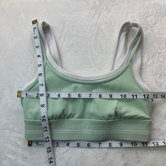 Alo Yoga Airbrush Better Together Bra Spearmint Green Size XS EUC Double Layer - Picture 5 of 15